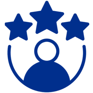 Person icon with three stars above.